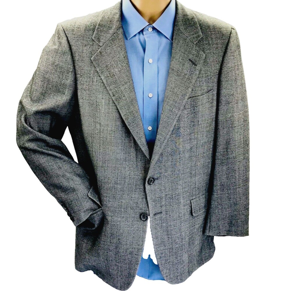 Hickey Freeman Wool Sport Coat Glen Plaid Boardroom 40 41 Gray Bespoke Academia